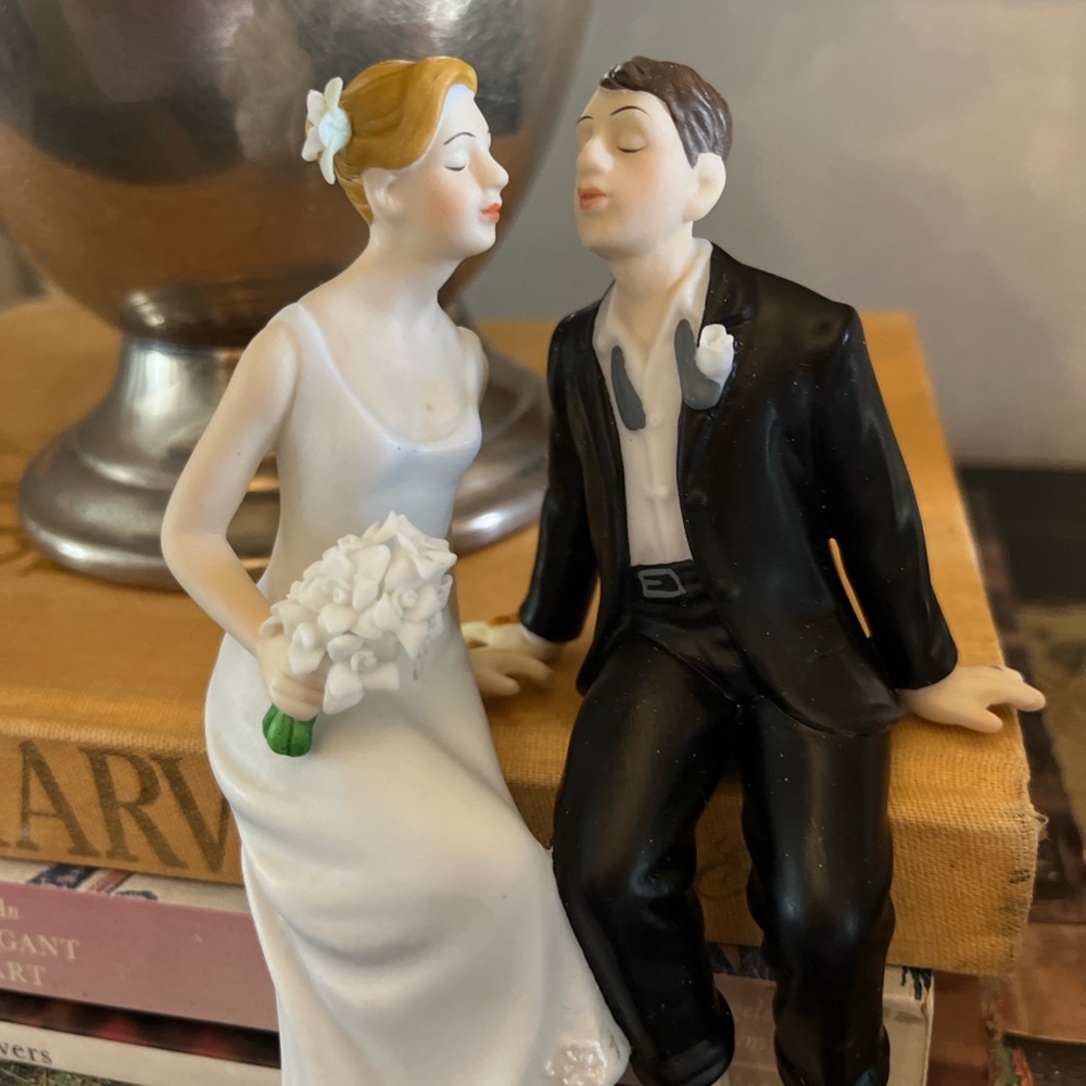 NFINITY Bride and Groom Cake Topper - Black and White Elegance